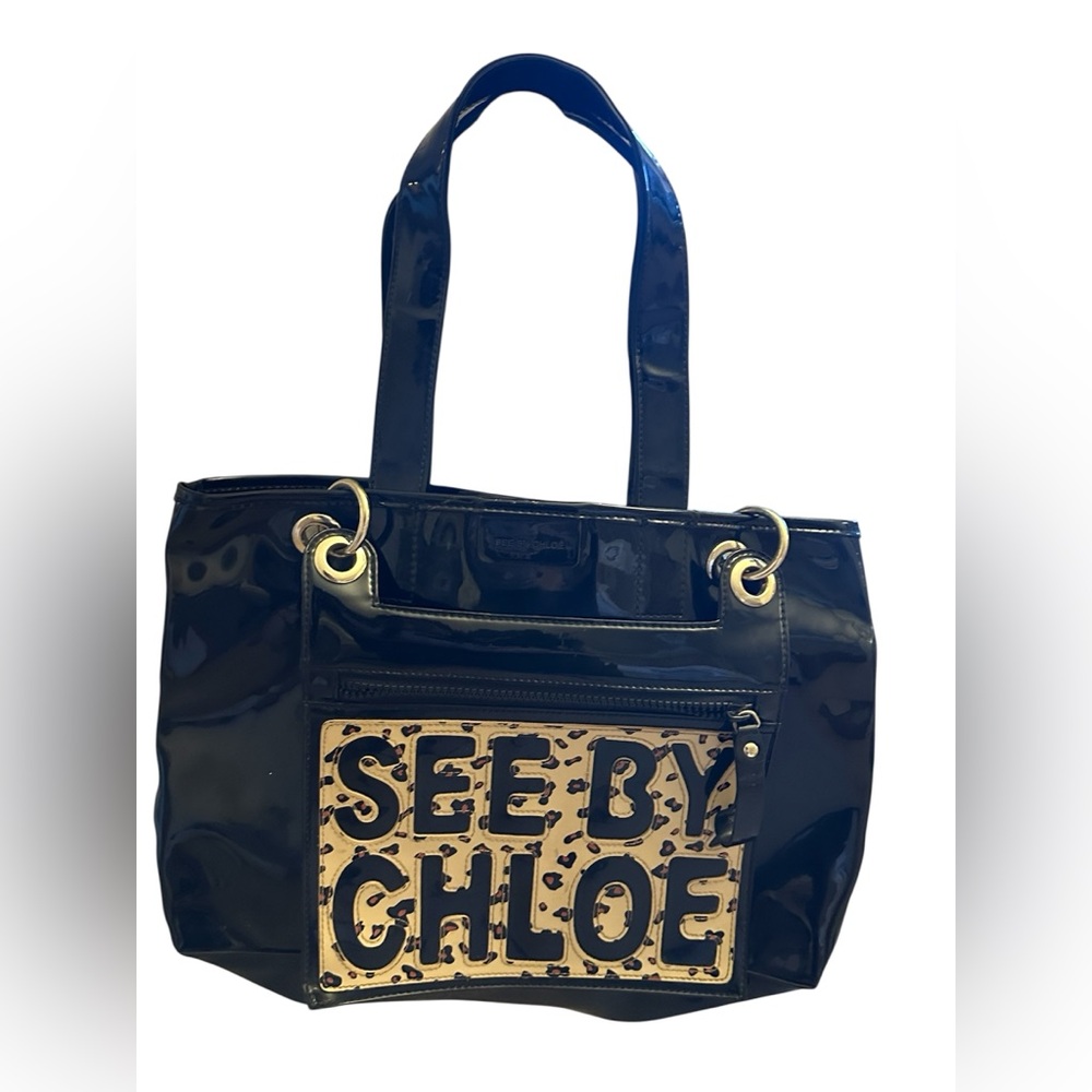 See By Chloe Glossy Black and Gold Tote